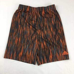 Adidas Boys Athletic Shorts Orange Blue Space Dye Elastic Waist Pull Ons 5